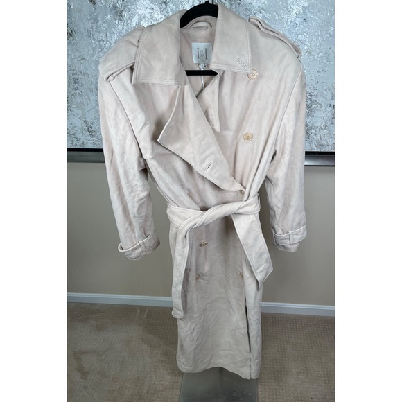 Helsa Suede Double Breasted Belted Oversized Long Trench Coat in Clay Size M - Picture 8 of 14